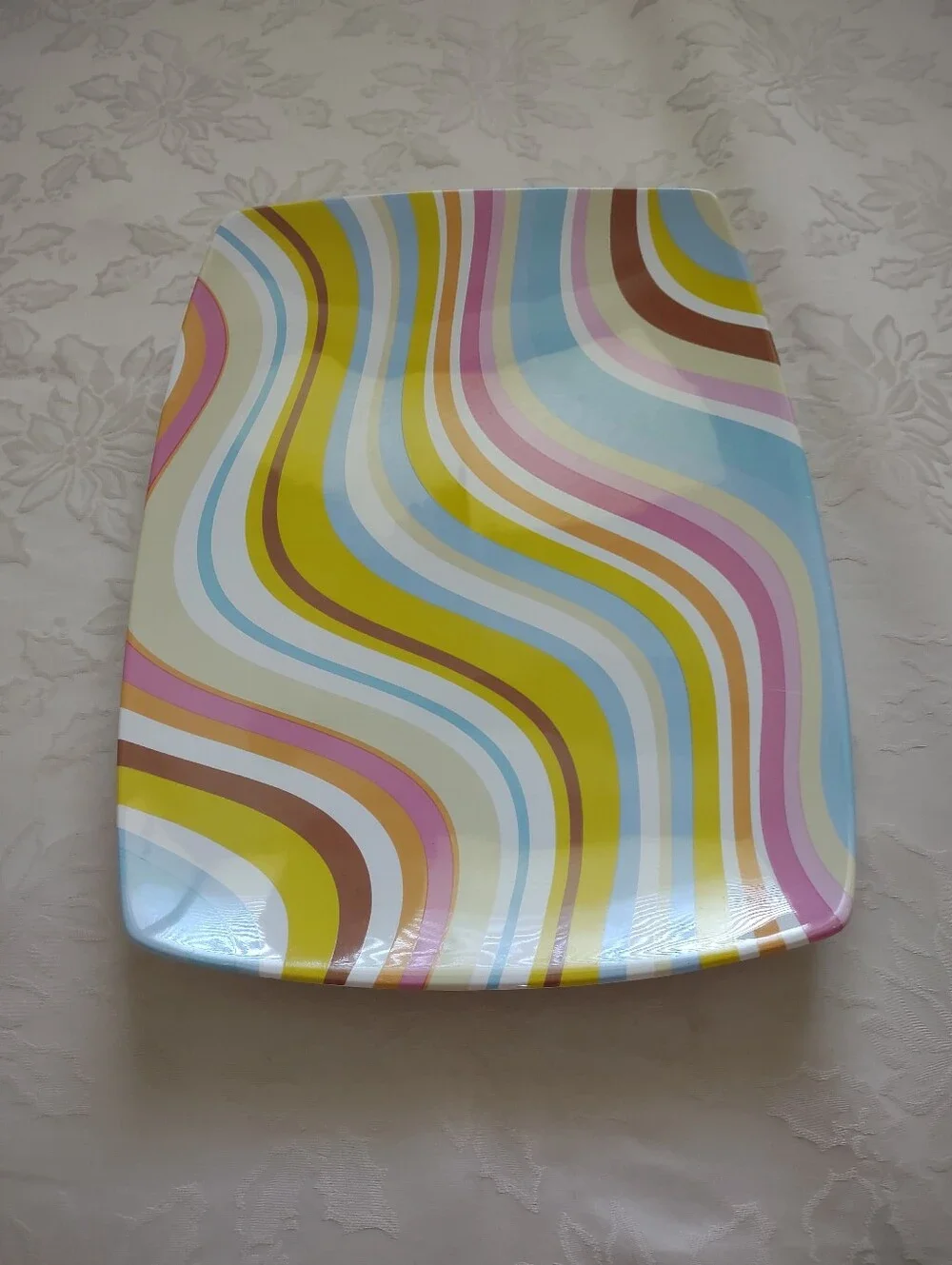 Made in Portugal Vintage Crate&Barrel Retro Vivid Colors Stoneware Large Platter